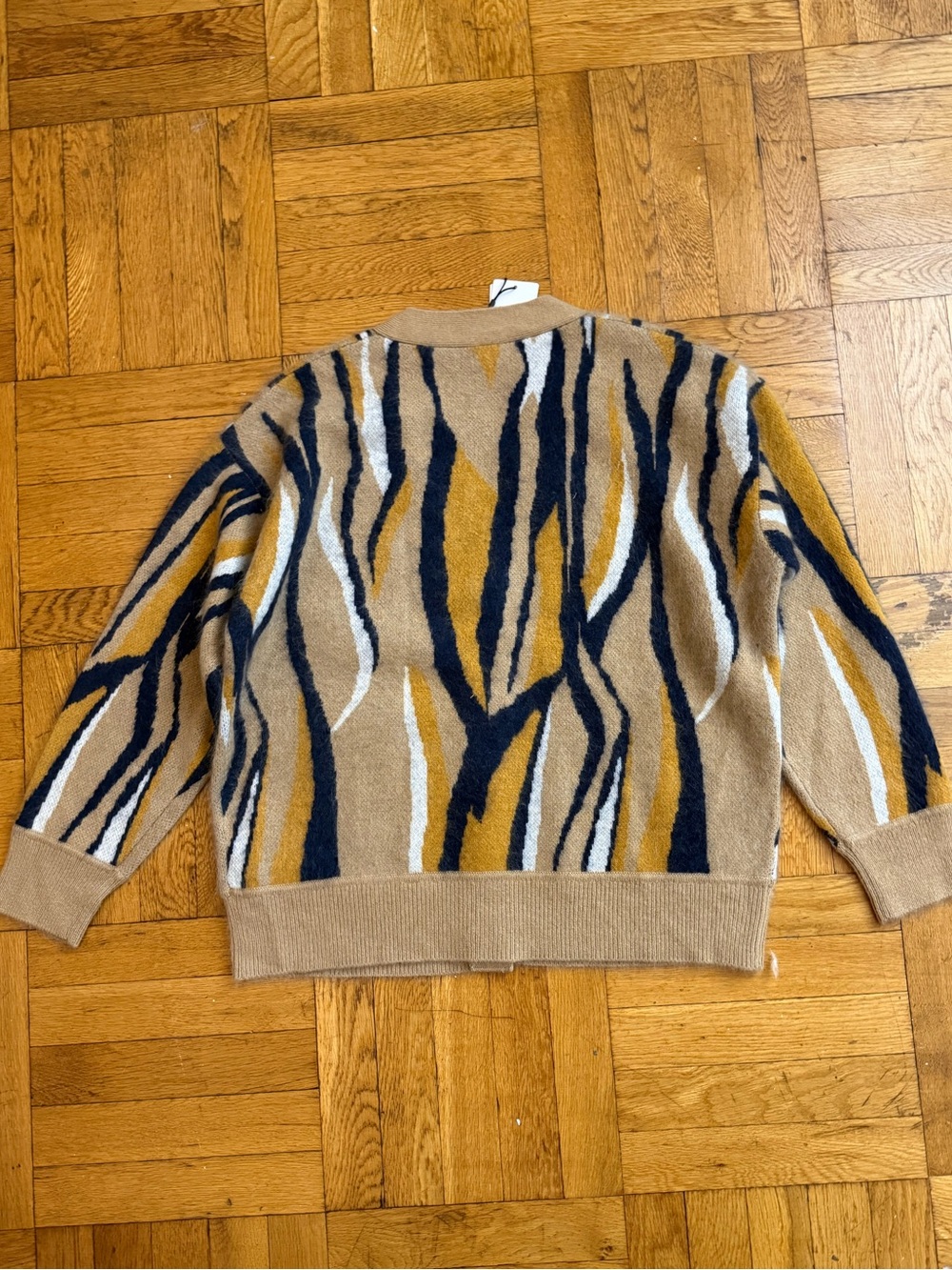 REISS
Serafina Wool Cashmere Intarsia Stripe Cardigan in Camel - Picture 12 of 14